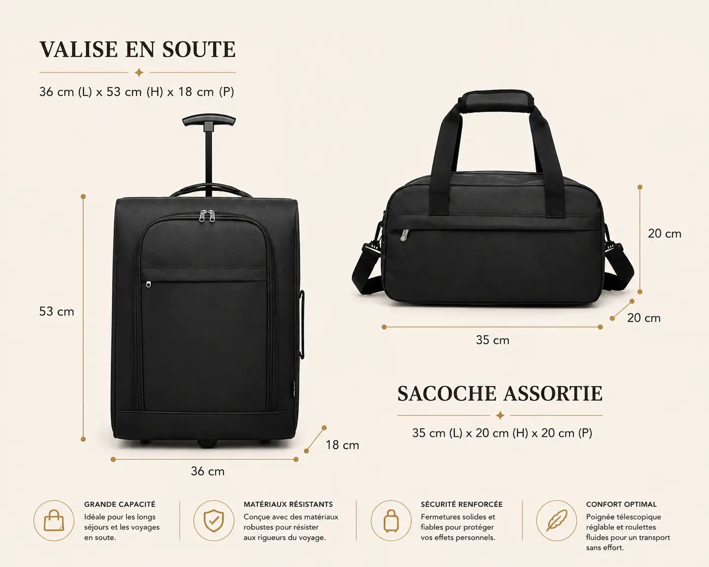 Set Duo | Bagage en Cabine / Sac Cabine Avion - 754209